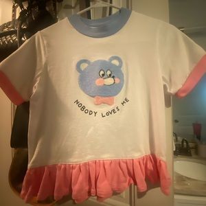 Lazy Oaf “nobody loves me” tee shirt with fuzzy bear detail
